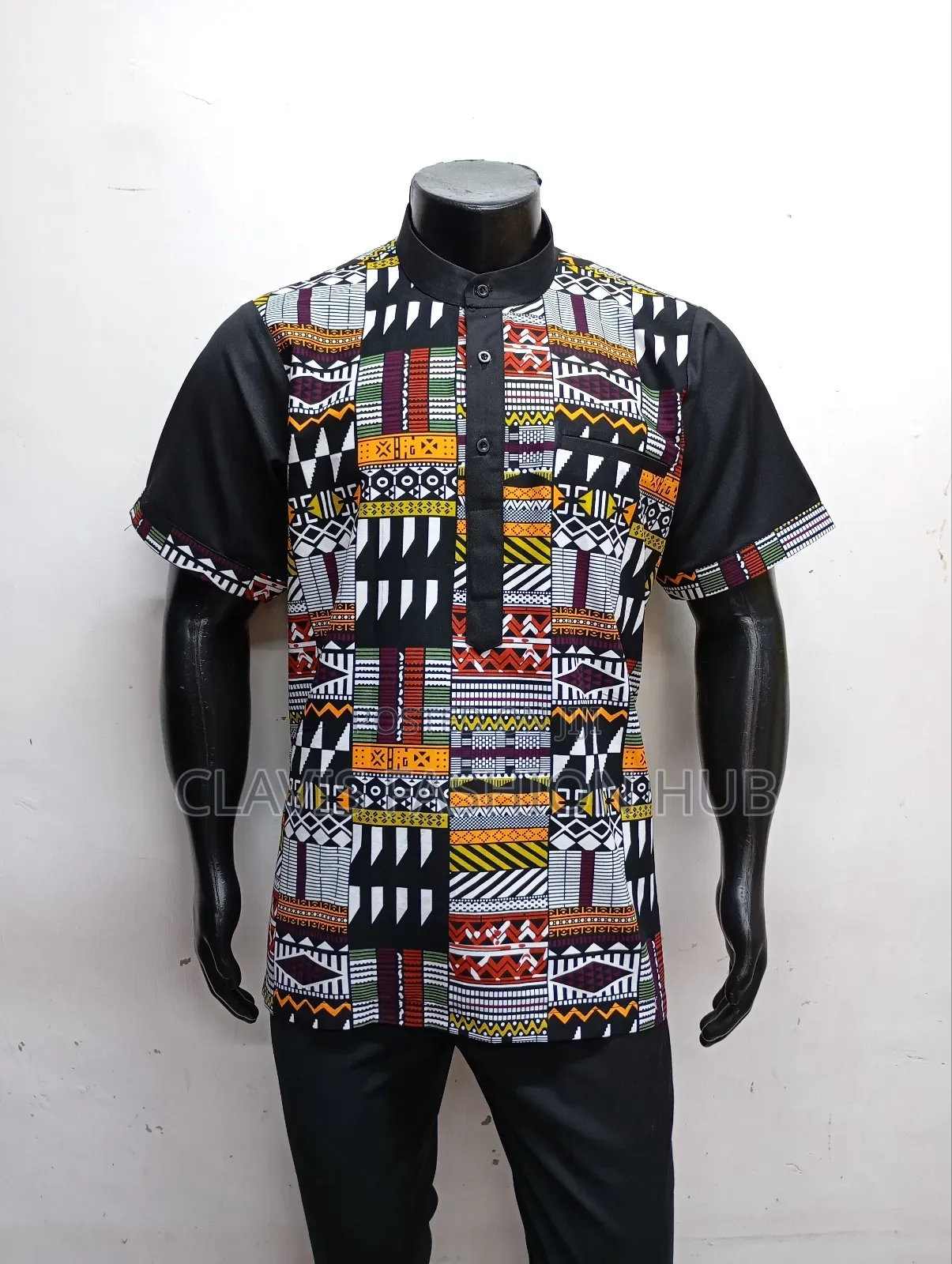 Full Kitenge Shirt Short Sleeve