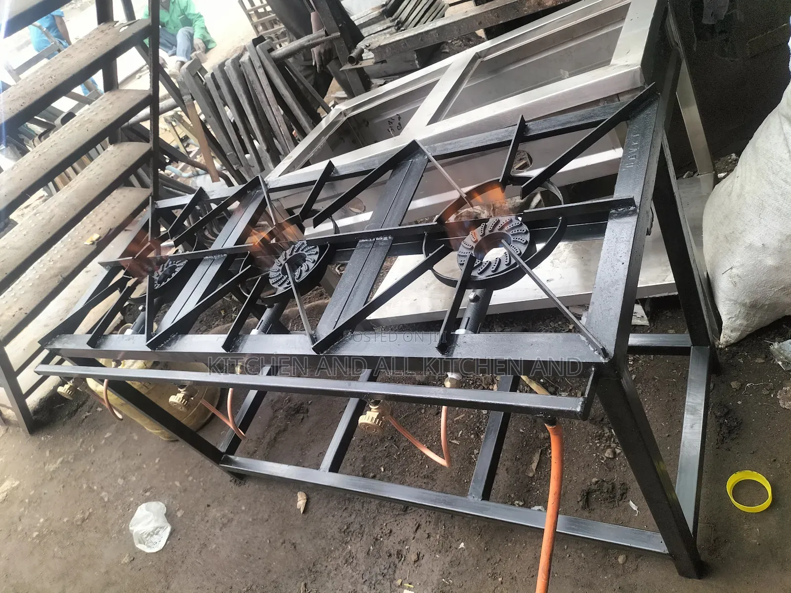 Mild Ssteel Cooker With a Blue Flame