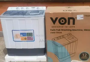 Von 10kgs Twin Tub Top-Load Washer Machine- Wash/Spin