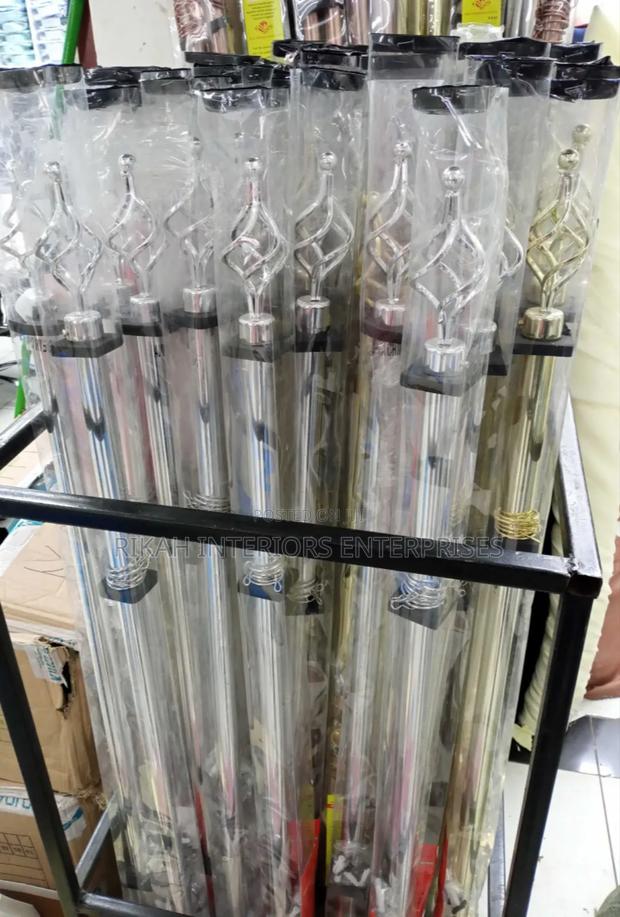 2m Single Silver Curtain Rods - main view