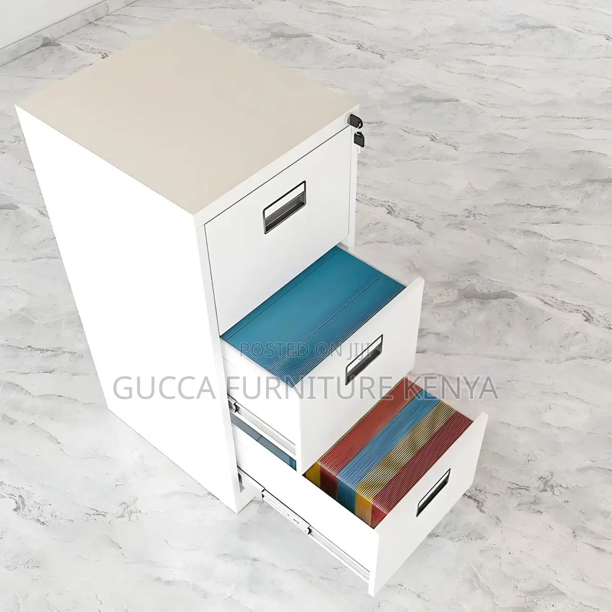 Cabinets:4-Drawer Locking Metal Frame Filing Cabinet