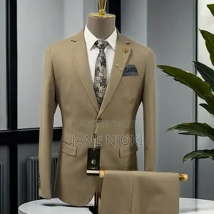 Beage Suit Double Slit