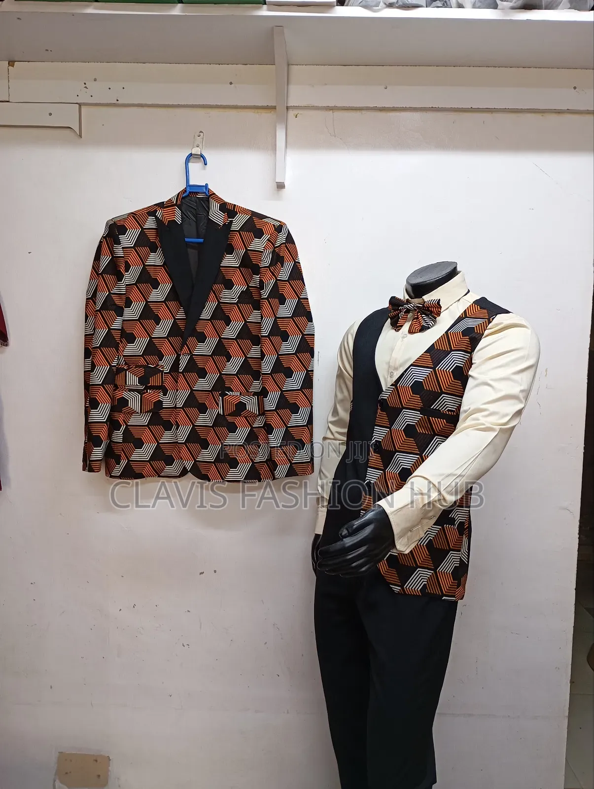 Kitenge Suit for Men(Coat, Half Coat, Shirt, Trouser)