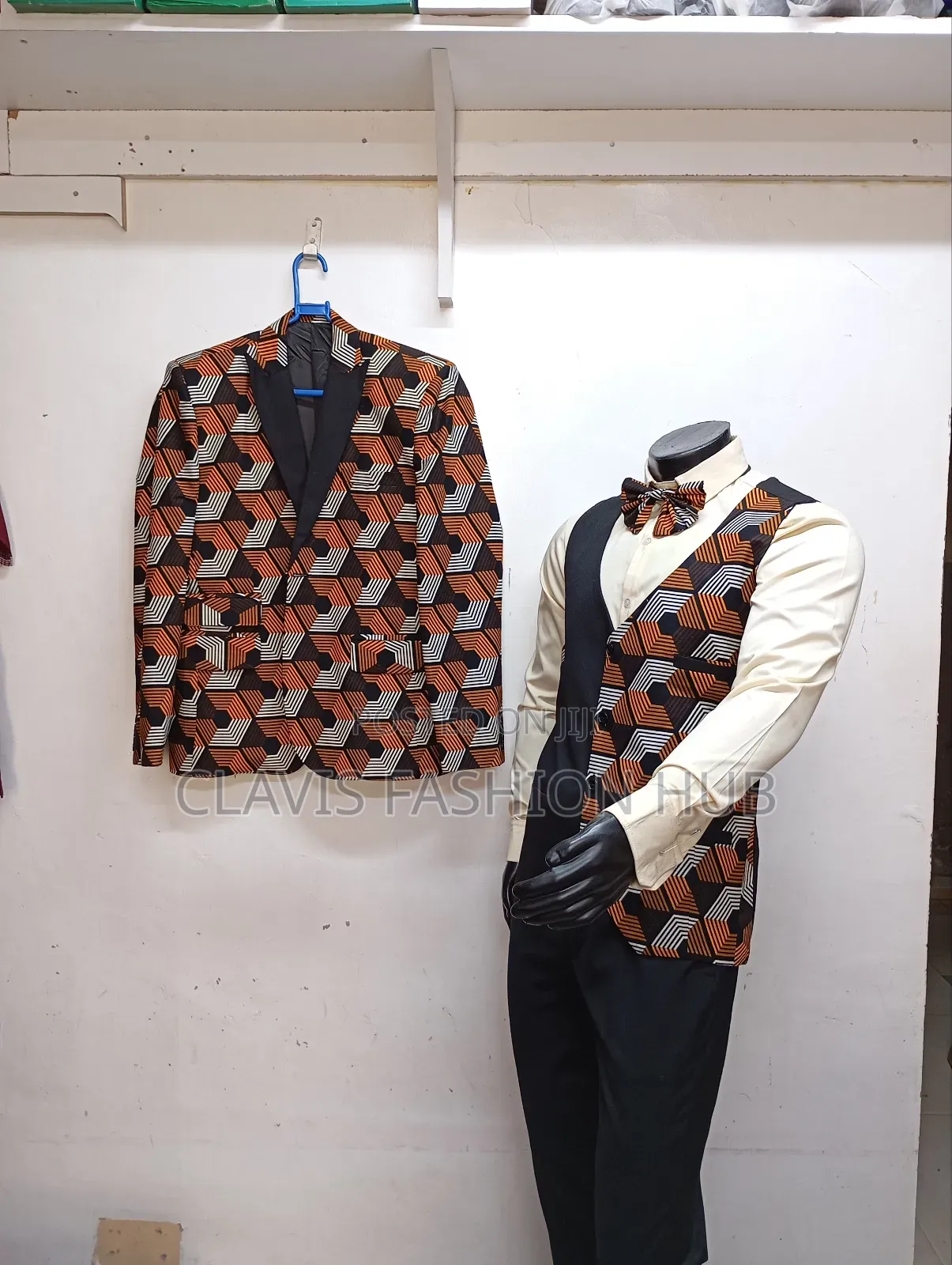 Kitenge Suit for Men(Coat, Half Coat, Shirt, Trouser)