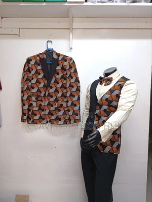 Kitenge Suit for Men(Coat, Half Coat, Shirt, Trouser)