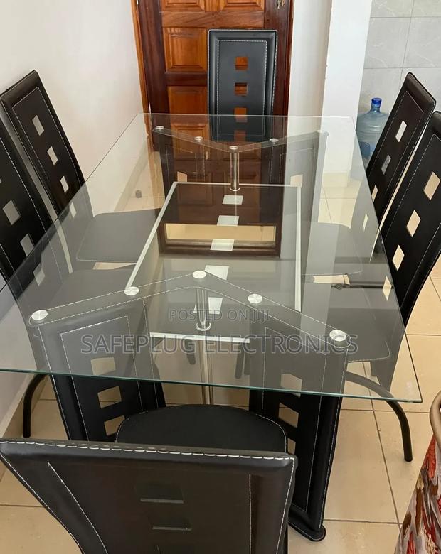 Large Dinner Table - 6 Seater Glass Top Dinner Table - main view