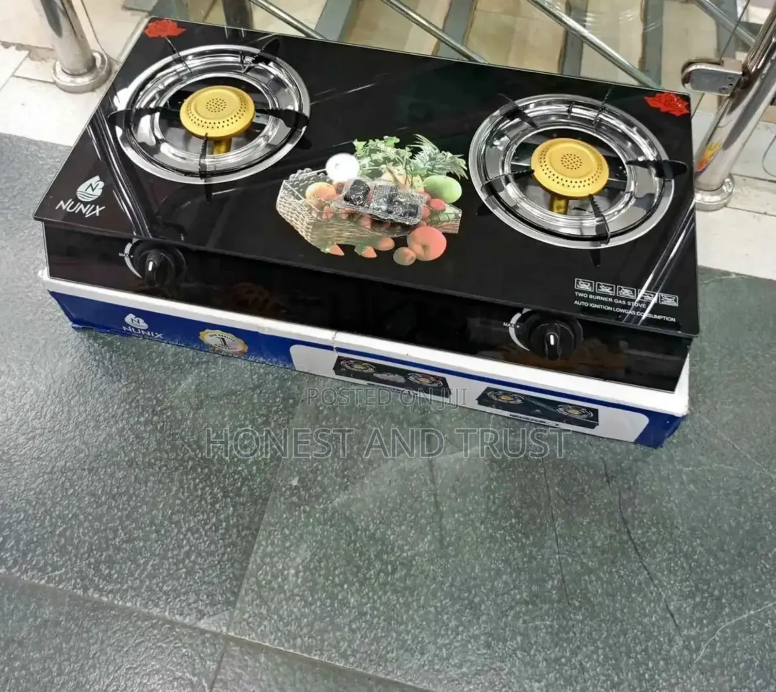 Nunix Infrared Energy Gas Saving 2 Burner Tampered Glass Top