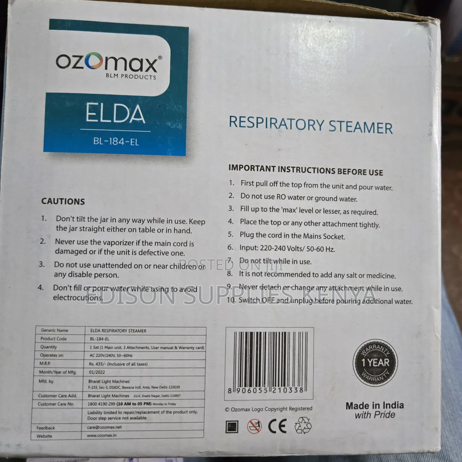Respiratory Steamer Inhaler for Sinuses, Cold,Nasal Blockage