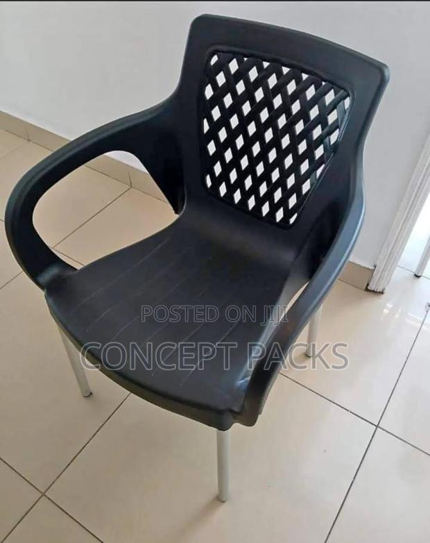 Black Plastic Metal Stand Chairs - main view