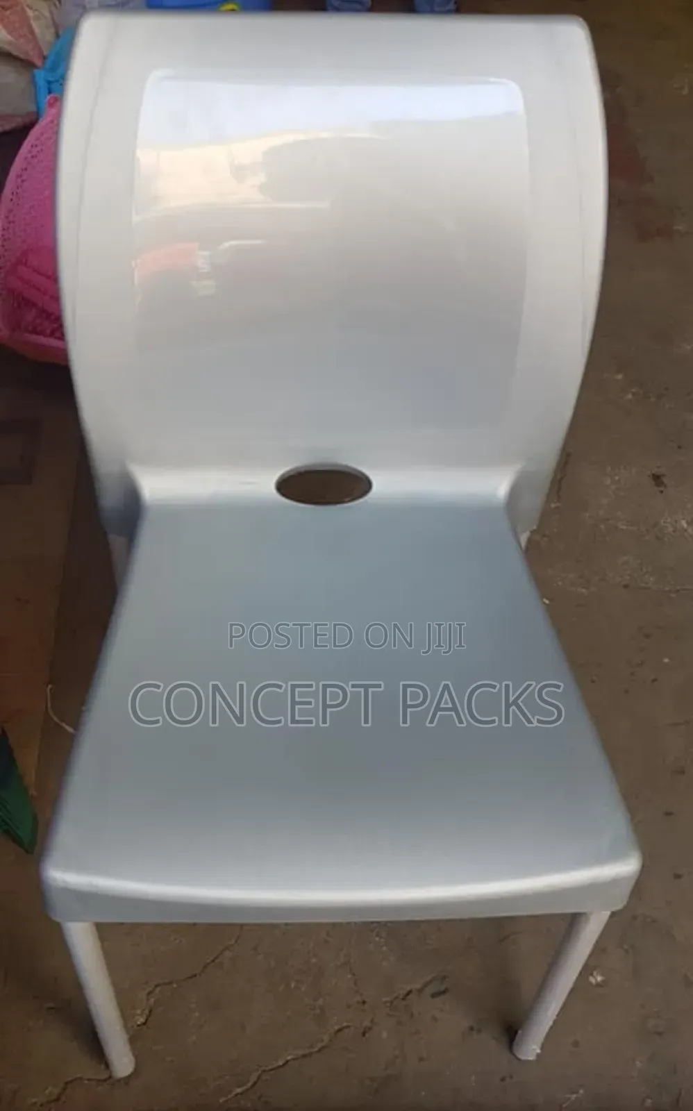 Oshwal Armless Plastic Chairs With Strong Metallic Stands.