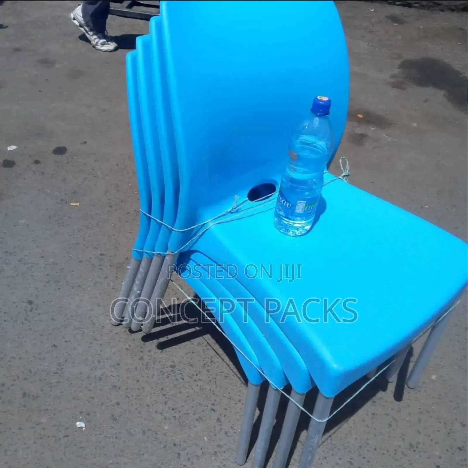 Oshwal Armless Plastic Chairs With Strong Metallic Stands.