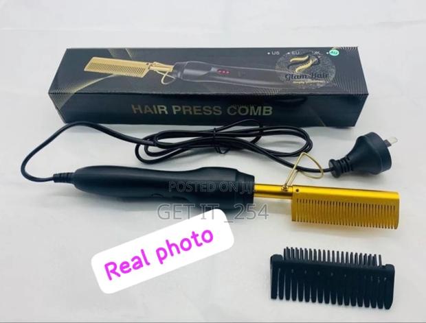 Gold Electric Heat Comb Hair Straightener