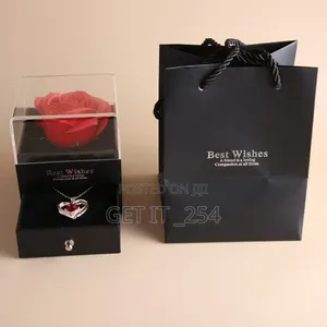  *Heart Shaped Red Rose Necklace With Gift Box*