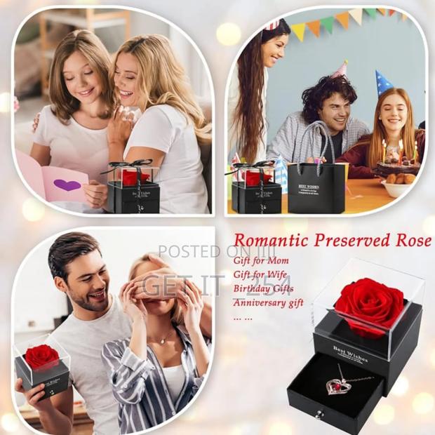 *Heart Shaped Red Rose Necklace With Gift Box* - thumbnail 4