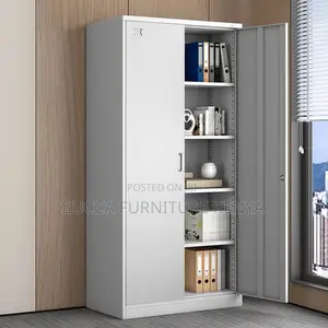 Office Cabinets:2-Steel Door Modern Gray Storage Cabinet