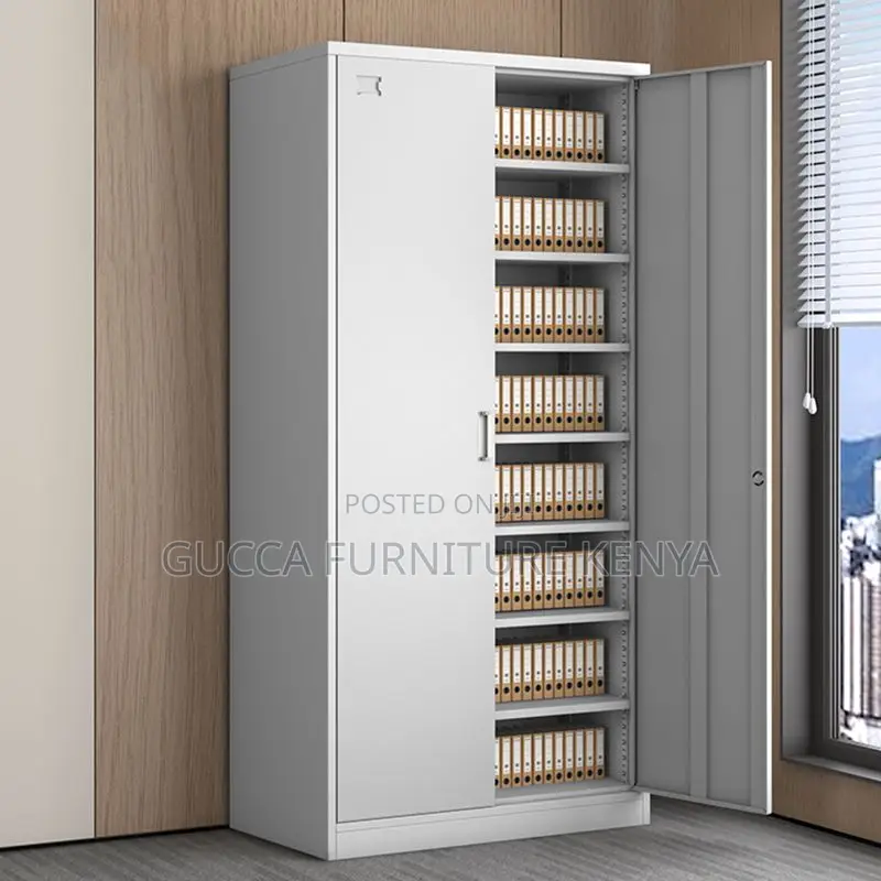 Office Cabinets:2-Steel Door Modern Gray Storage Cabinet