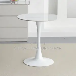 Dining Tables: Modern Circular White Marble Dining Table