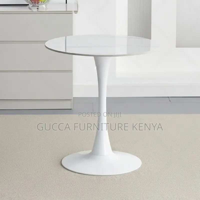 Dining Tables: Modern Circular White Marble Dining Table