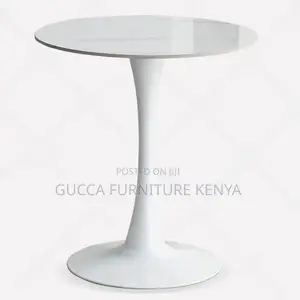 Dining Tables: Modern Circular White Marble Dining Table