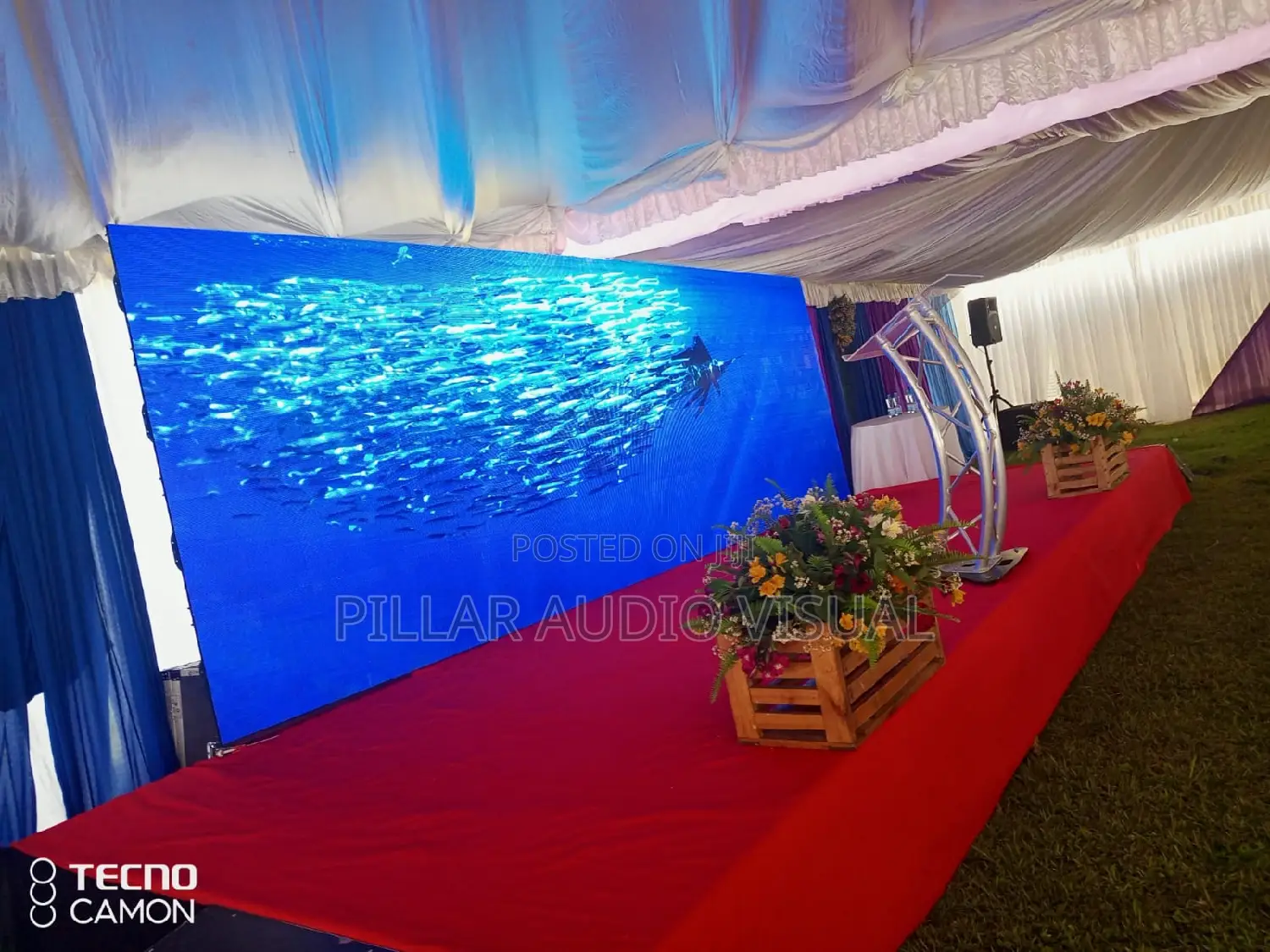 Stage Covered With Red Carpet,.4*6 Led Panels Screens, Hire