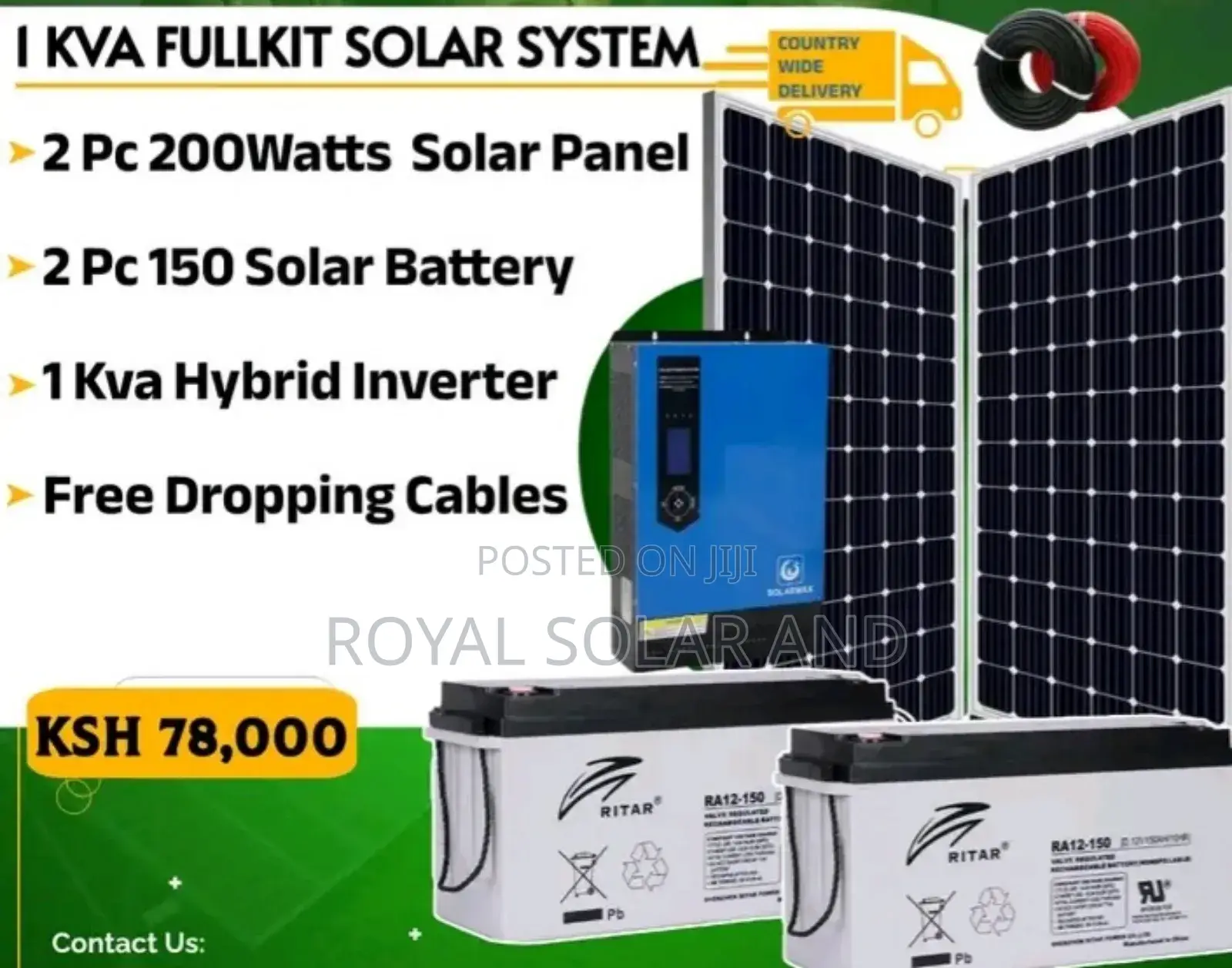 1kva Solar Kit With 2pcs 200watts Solar Panels