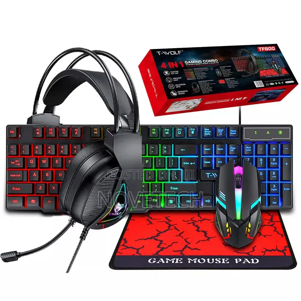T-Wolf Gaming Combo TF800 Keyboard Mouse,PC Gamers - 4 in 1