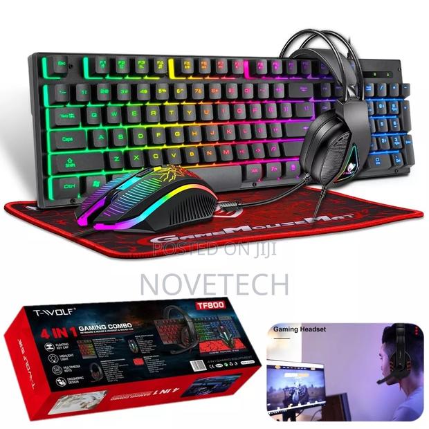 4 in 1 PC Gaming Keyboard Mouse Headset RGB Gamer Mousepad.