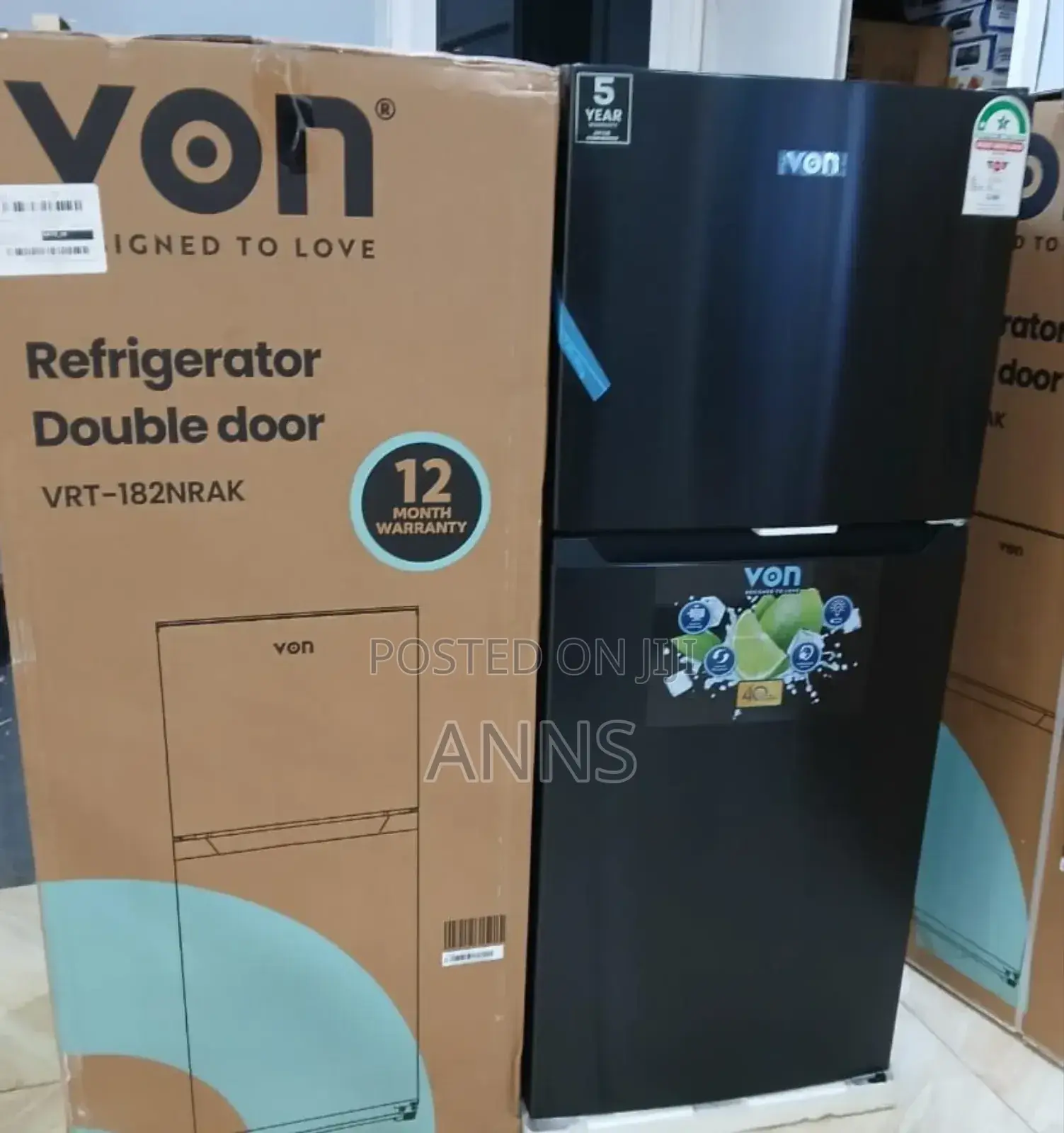 Von Fridge Dark Inox No Frost VRT - 182NRAK 181litres