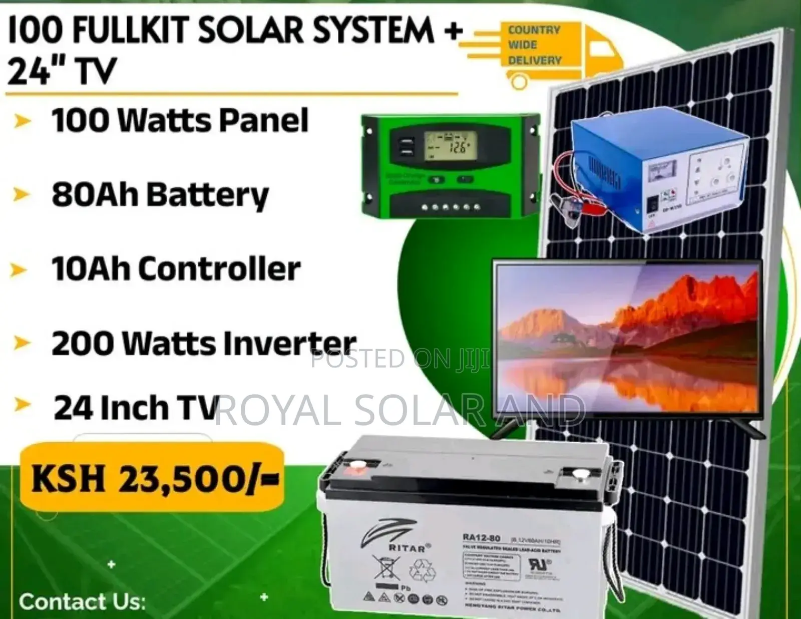 100watts Solarkit With 24 Inches Tv