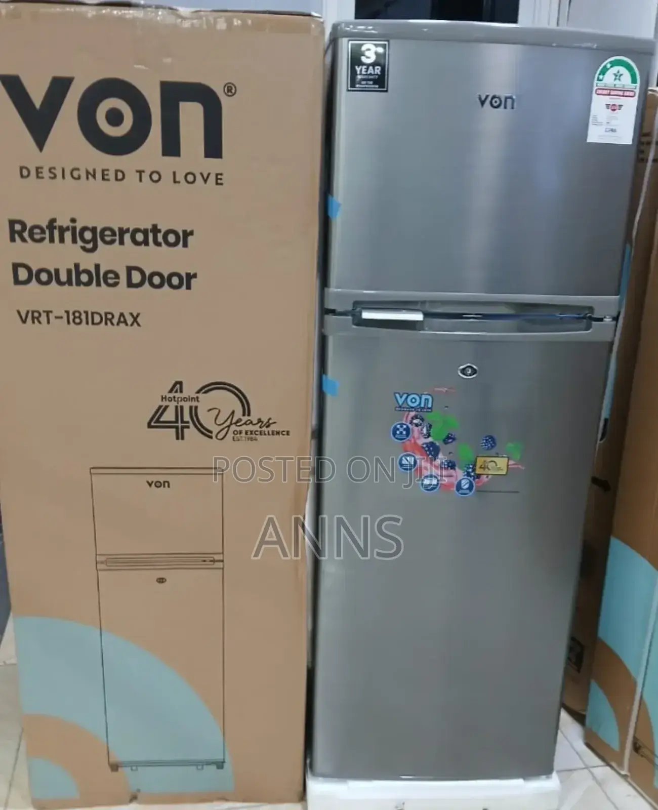Von 181litres VRT-181DRAX Double Door Fridge