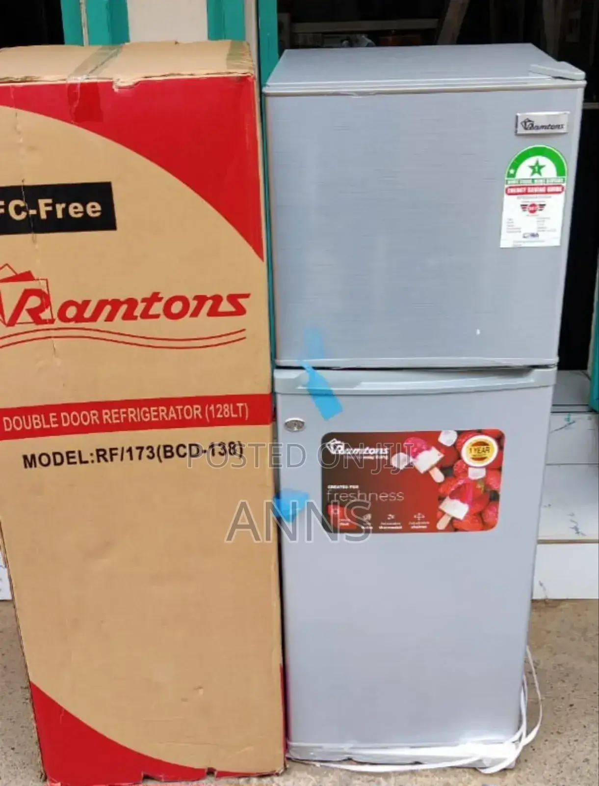 Ramtons 128 Litres Silver CFC FREE Double Door Fridge