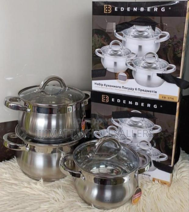 6 Pieces Edenburg EB-3716 Stainless Steel Cookware Set - main view
