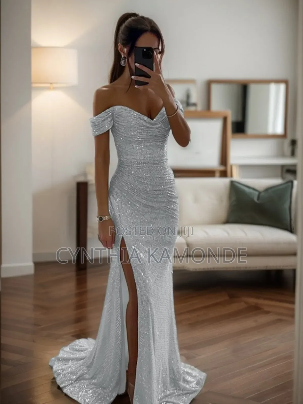 Ruched Sparkle Gown