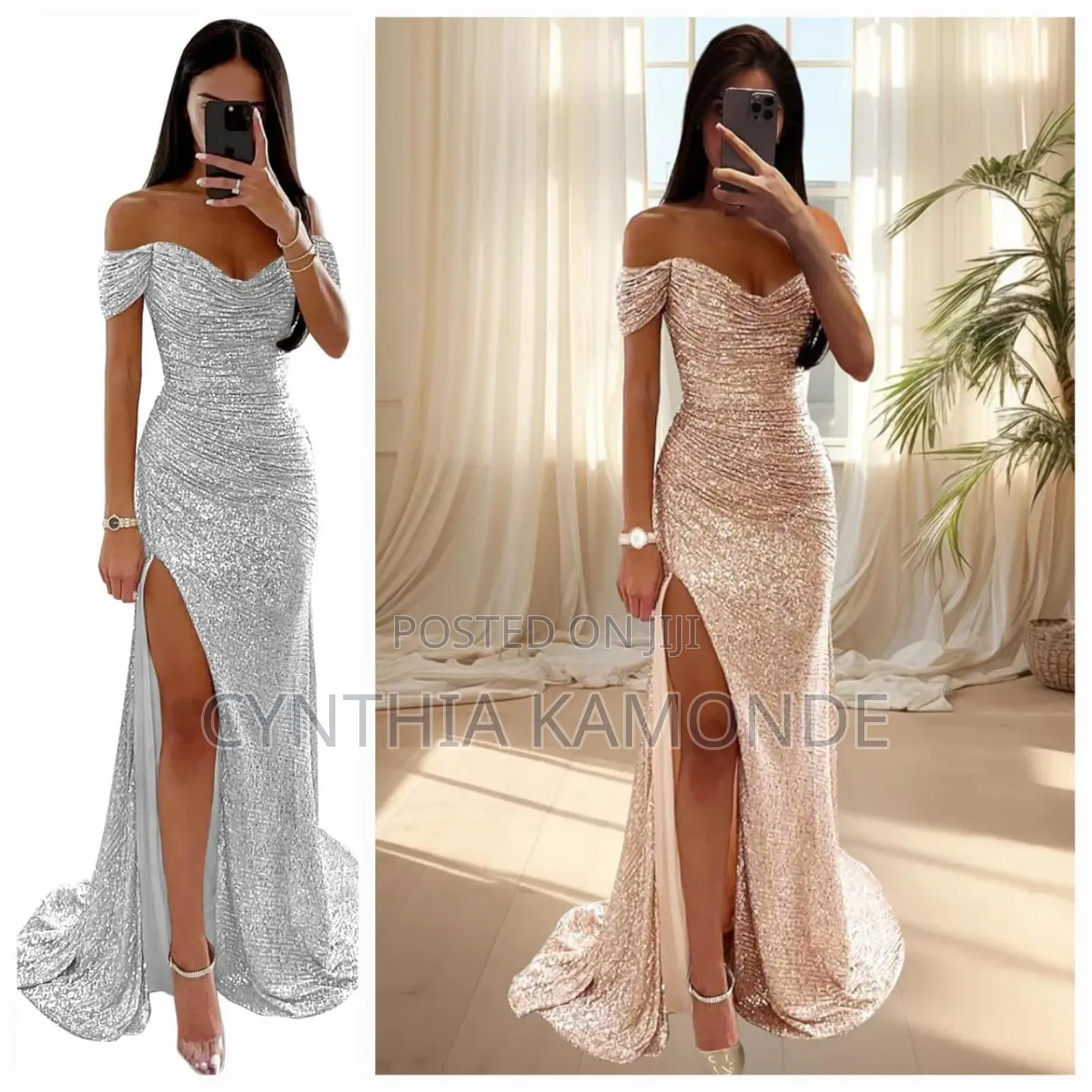 Ruched Sparkle Gown