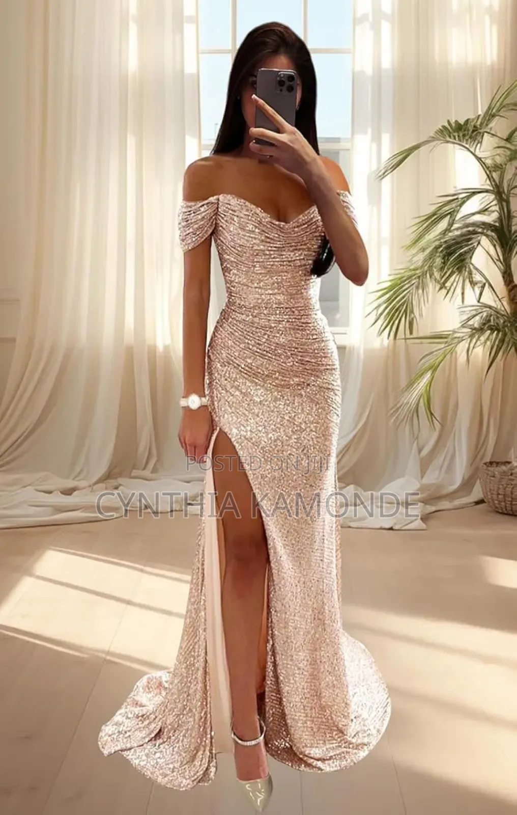 Ruched Sparkle Gown