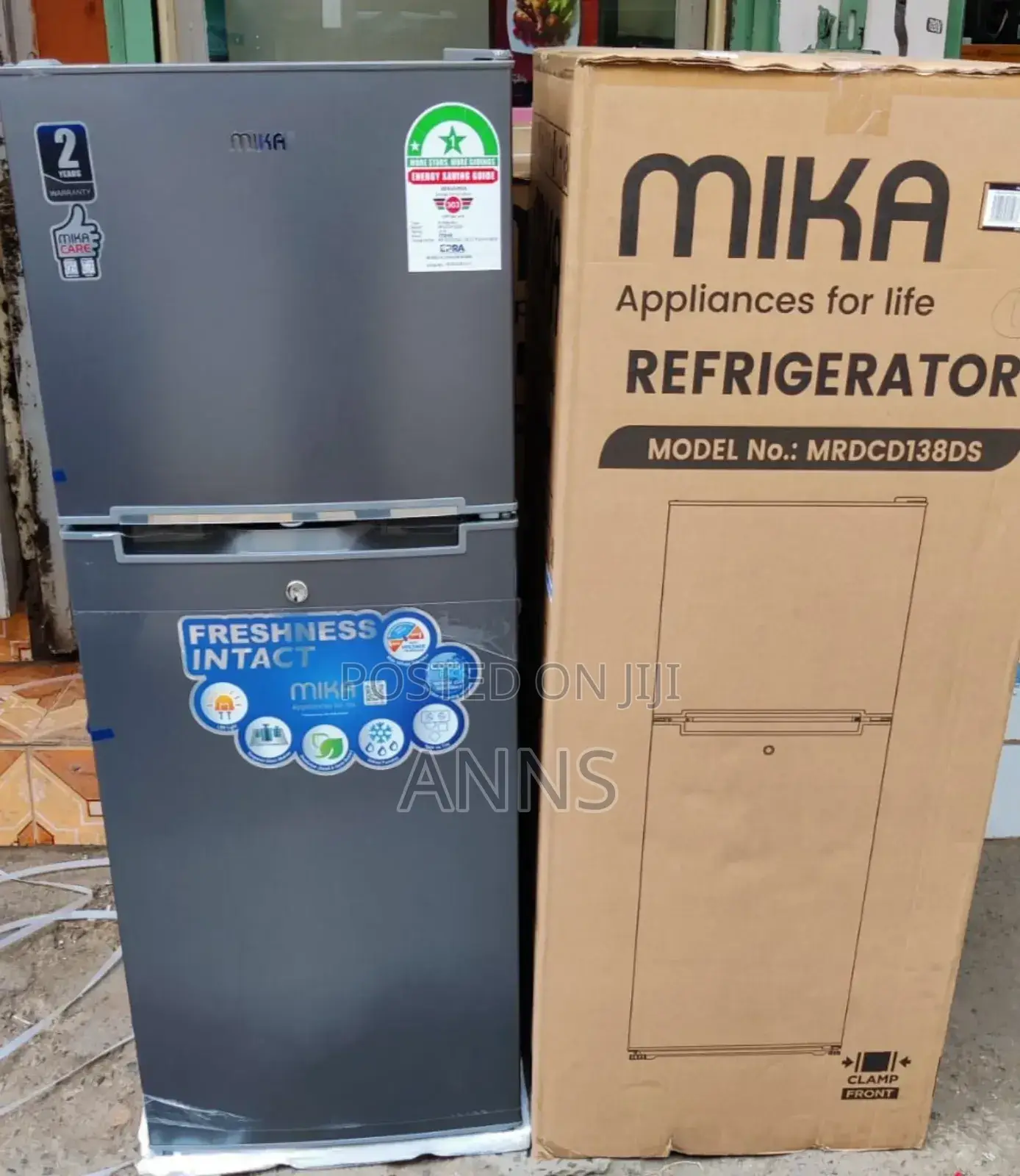 138litres Mika Double Fridge Door Defrost: Grey