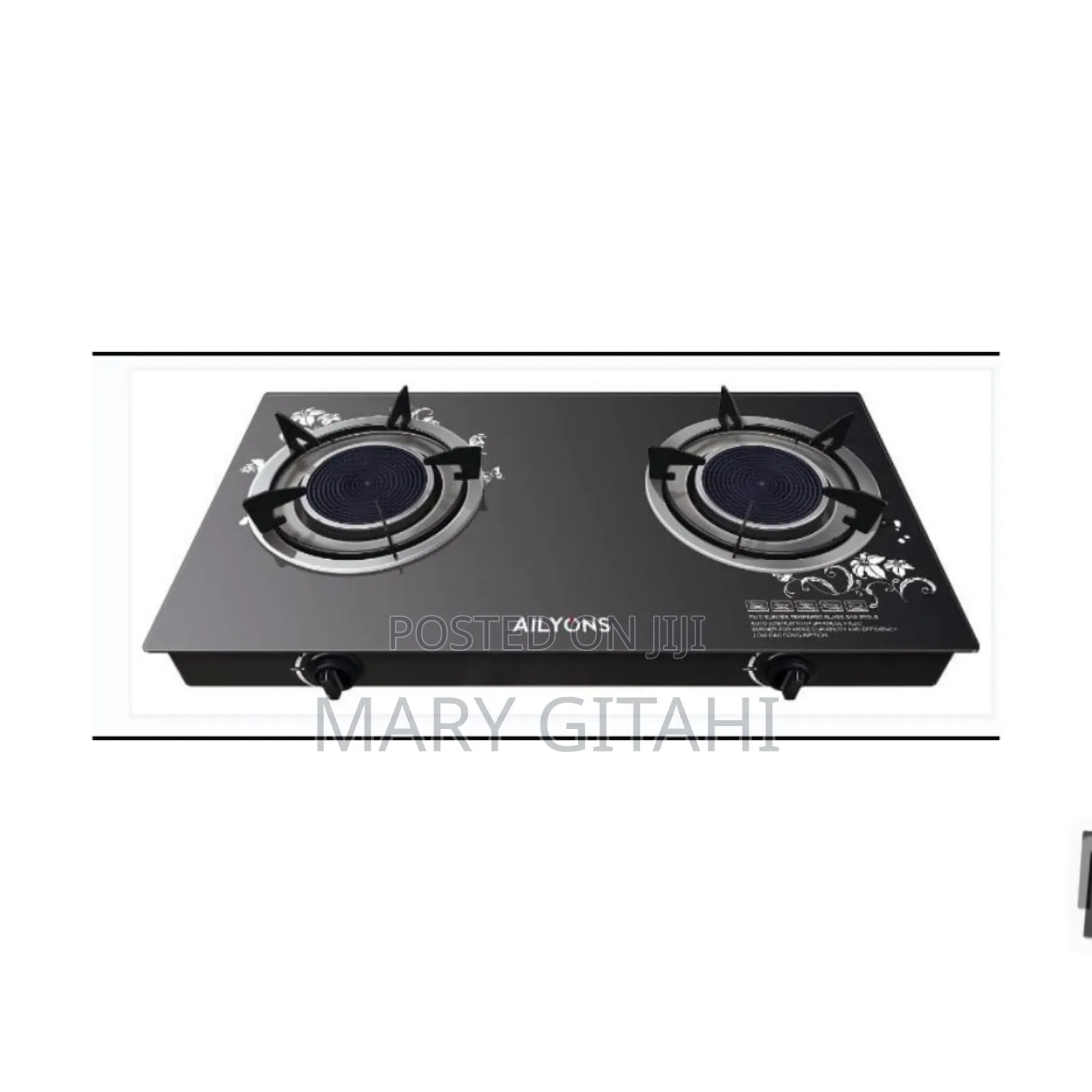 AILYONS 2 Burner Glass Top Gas Cooker , Double Burner