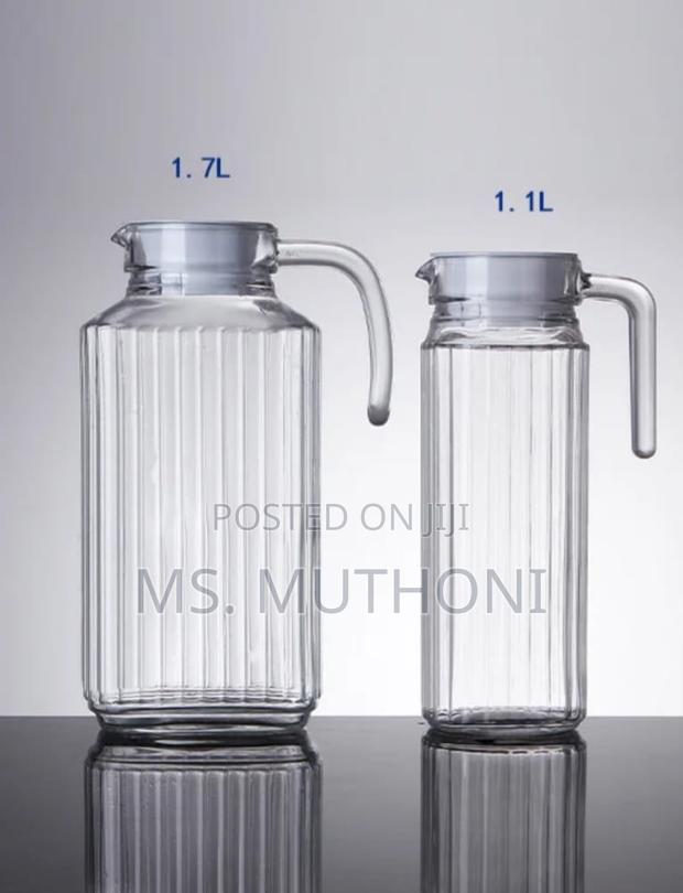 Available Ribbed Glass Jug 1.7 Ltr. 1.1 LTR