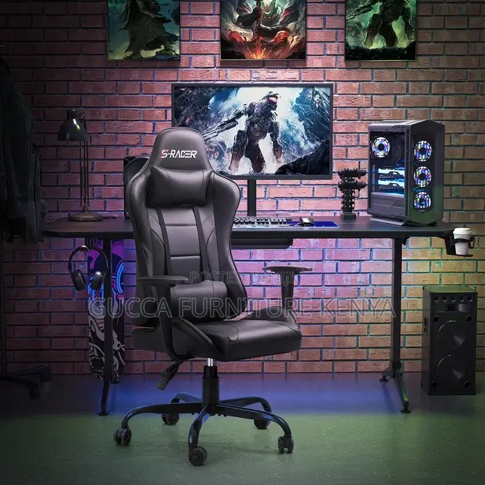 Office Chairs: Ergonomic Faux Leather PC Racing Game Chair