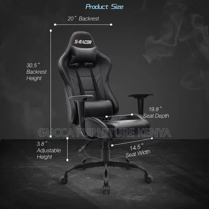 Office Chairs: Ergonomic Faux Leather PC Racing Game Chair