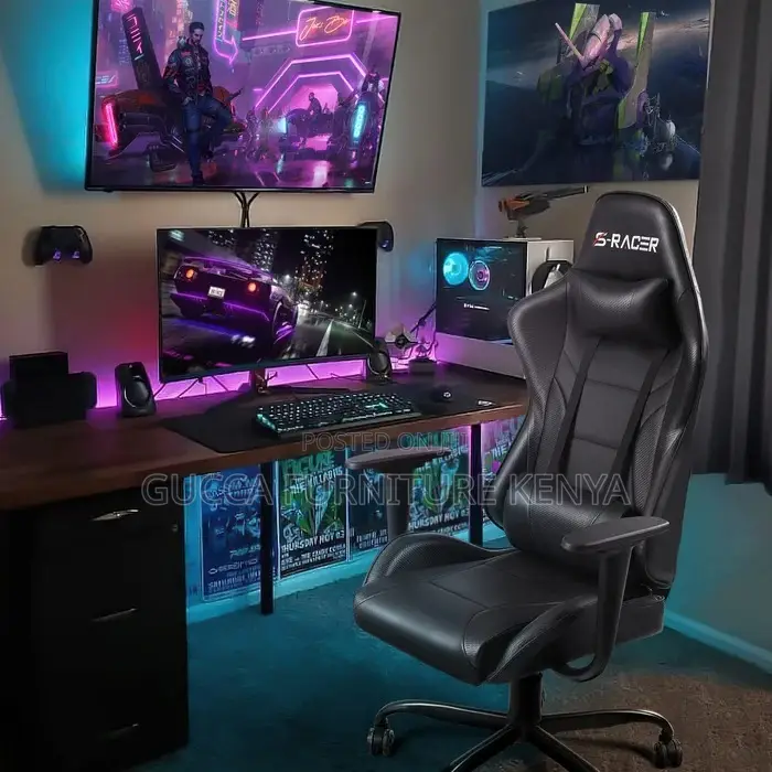 Office Chairs: Ergonomic Faux Leather PC Racing Game Chair