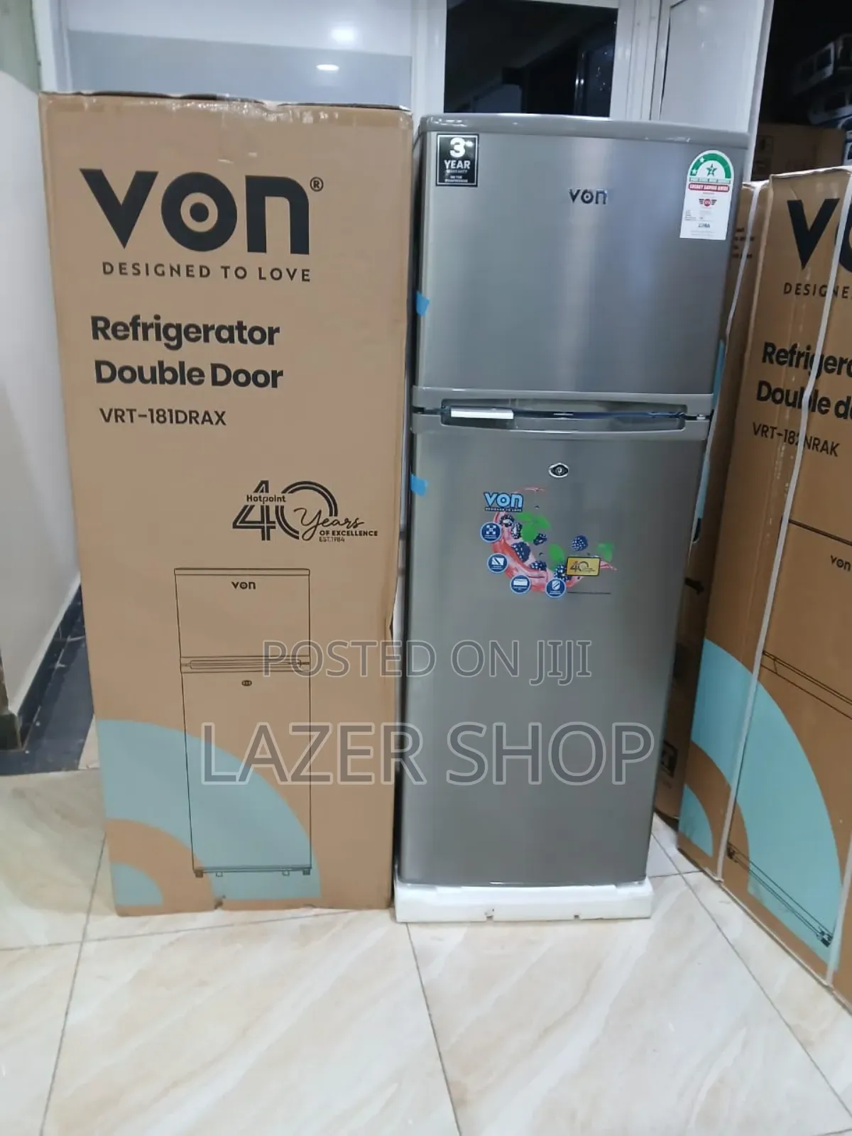 Von VRT-181DRAX Double Door Fridge -181L,Inbox