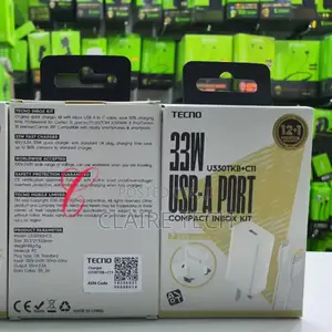 Tecno *33W* U330TKB+C11 Compact
Ultra Fast Charger Kit Now