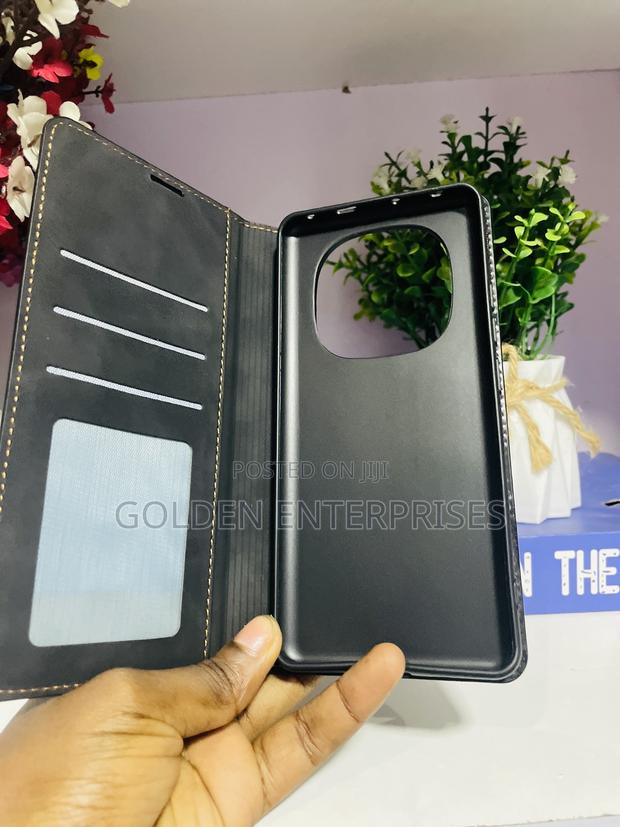 Redmi Note 14 Pro Plus Black Leather Flip Cover - thumbnail 2