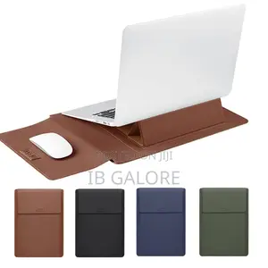 Leather Laptop Sleeve, Waterproof, Foldable Stand Mouse Pad