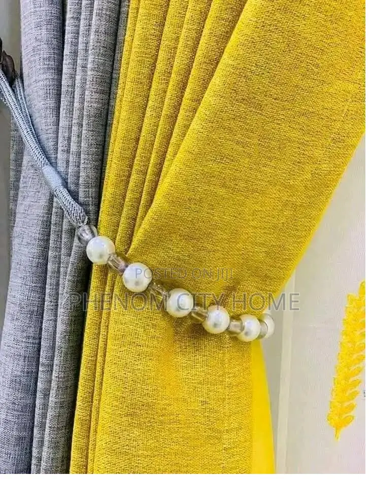 Yellow and Grey Linen Curtains Combo
