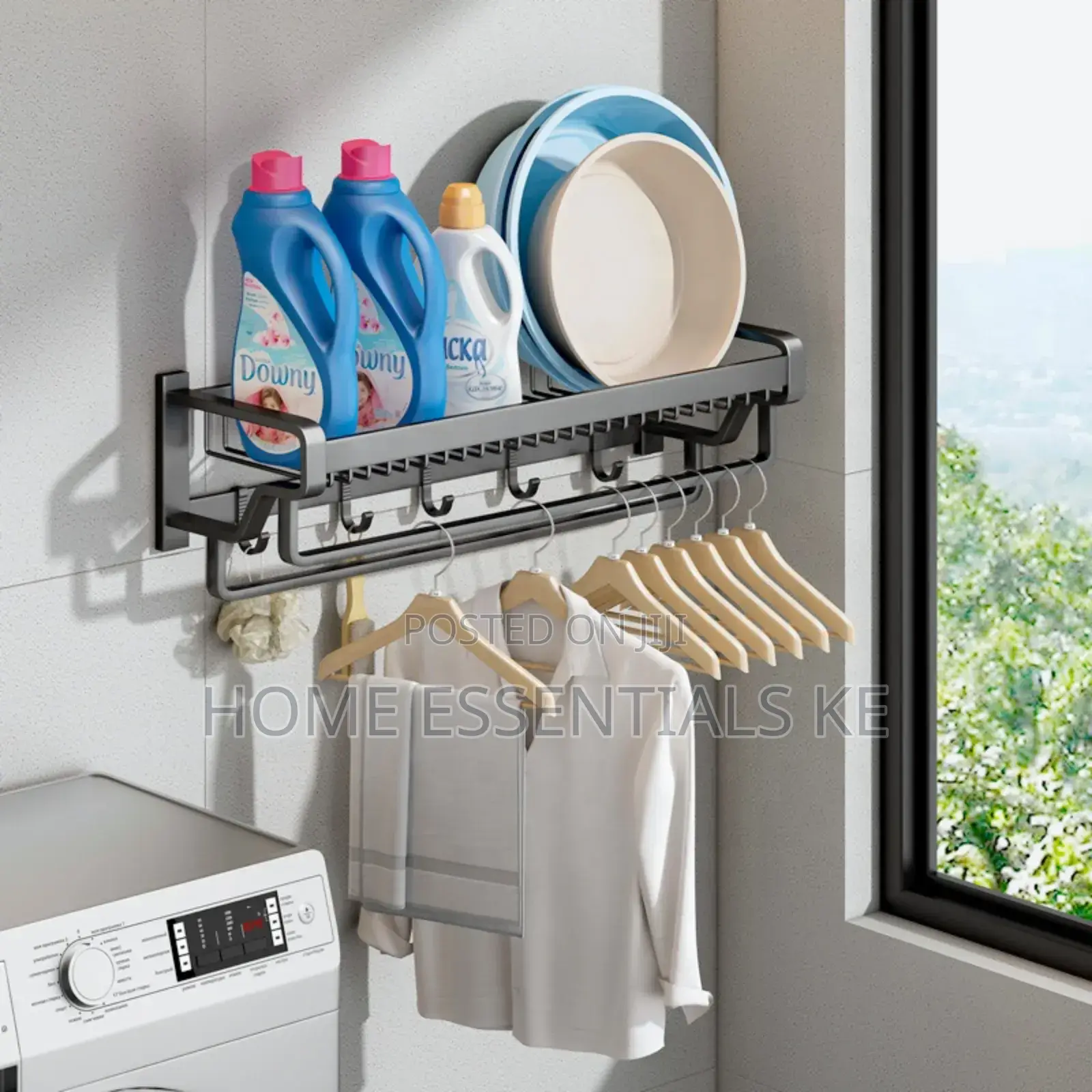 *Bathroom Wall Mounted Towel Rack With Hooks 60cm Long