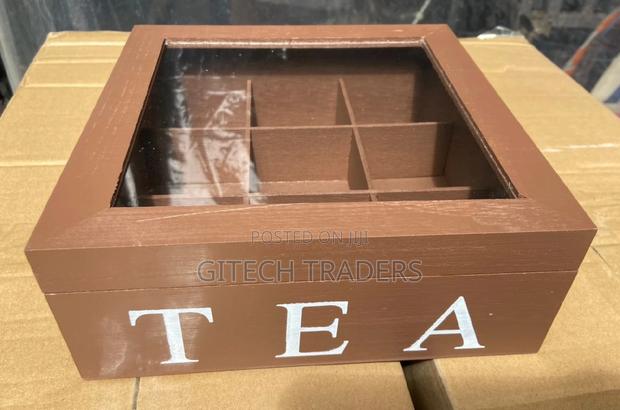 Wooden 9 Grids Tea Box Tea Bags Container Storage Box