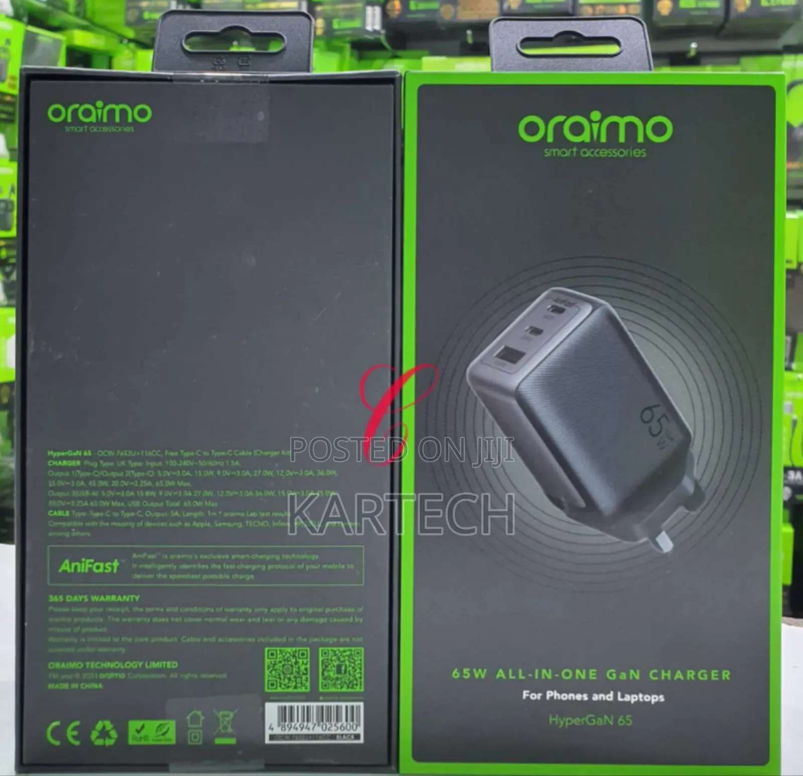 Oraimo Hypergan 65 65W All in One Gan Phone Laptop Charger
