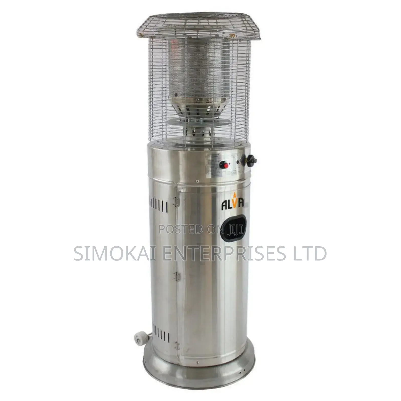 Short Stand Gas Patio Heater – 1.35m Tall - Stainless Steel